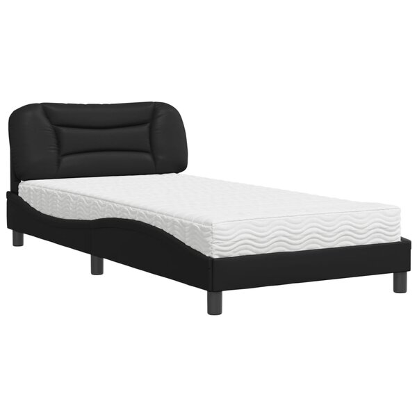 vidaXL Lit avec matelas noir 100x200 cm similicuir