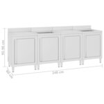 vidaXL Évier de cuisine commercial 240x60x96 cm Acier inoxydable