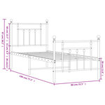 vidaXL Cadre de lit métal avec tête de lit/pied de lit blanc 75x190 cm