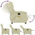 vidaXL Fauteuil de massage inclinable électrique crème cuir véritable