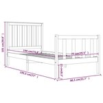 vidaXL Cadre de lit Blanc Bois de pin massif 75x190 cm Petit simple