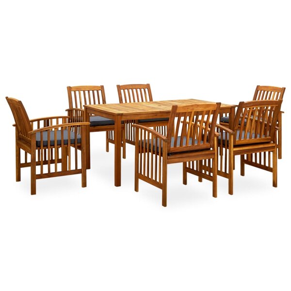 vidaXL Ensemble à manger de jardin 7 Pièces avec coussins Acacia solide