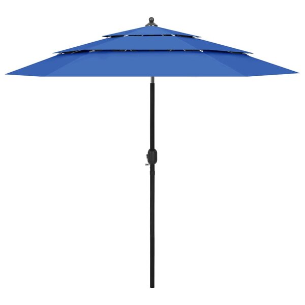 vidaXL Parasol de jardin à 3 niveaux avec mât en aluminium bleu azuré