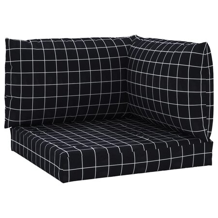 vidaXL Coussins de palette lot de 3 motif à carreaux noir tissu Oxford