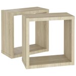 vidaXL Étagères cube murales 2 Pièces chêne sonoma 30x15x30 cm