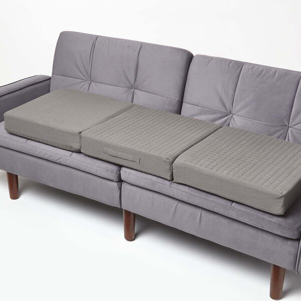 Coussin d'assise déhoussable pour canapé 3 places en coton  Gris foncé - HOMESCAPES