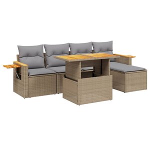vidaXL Salon de jardin avec coussins 6 Pièces beige résine tressée