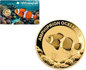Pièce de monnaie en Or 3000 Francs g 0.031 (1/1000 oz) Millésime Gold Gift CLOWNFISH 1/1000