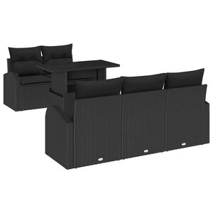 vidaXL Ensemble de canapé de jardin 6 Pièces Noir Poly Rattan