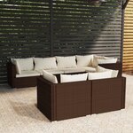 vidaXL Salon de jardin avec coussins 7 Pièces marron résine tressée