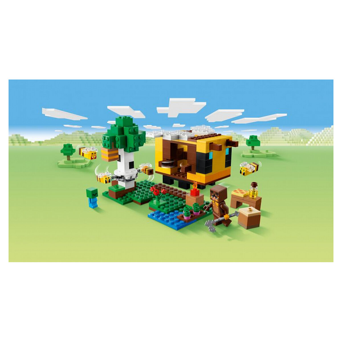 LEGO Minecraft 21241 La Cabane Abeille, Jouet, Ferme avec Maison, Zombie et  Figurines Animaux - Zoma