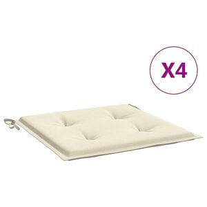 vidaXL Coussins de chaise de jardin lot de 4 crème 40x40x4 cm