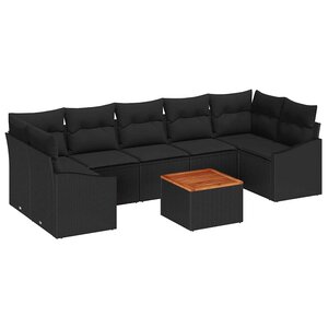 vidaXL Ensemble de canapé de jardin 8 Pièces Noir