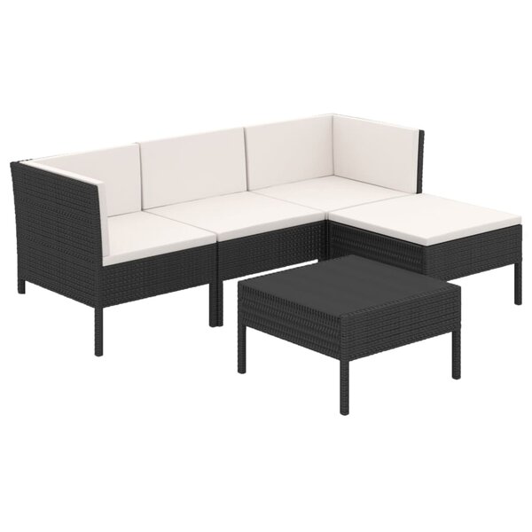 vidaXL Salon de jardin 5 Pièces avec coussins résine tressée noir