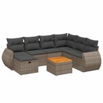 vidaXL Salon de jardin 8 Pièces avec coussins gris résine tressée