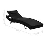 vidaXL Chaise longue avec oreiller Résine tressée Noir