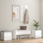vidaXL Ensemble de meubles de couloir Blanc brillant Bois d'ingénierie