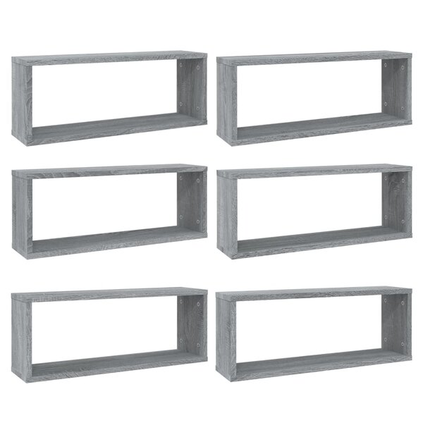 vidaXL Étagères murales cube 6 Pièces Sonoma gris 60x15x23 cm Bois