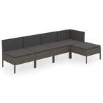 vidaXL Salon de jardin 5 Pièces avec coussins résine tressée gris