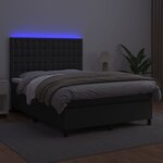 vidaXL Sommier à lattes de lit avec matelas et LED Noir 140x200 cm