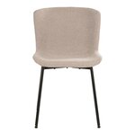 2 chaises de salle à manger beiges en polyester bouclé avec pieds noirs