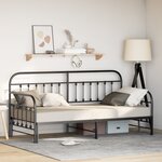 Cadre de lit daybed vidaXL avec lit gigogne Noir 90x200 cm en acier