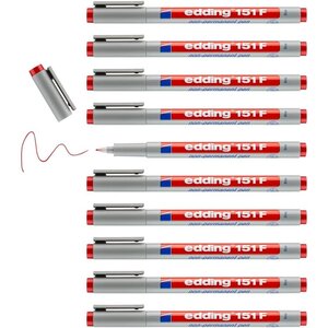 Feutre Non Permanent 151 F Rouge Pointe Fine 0 6 mm x 10 EDDING