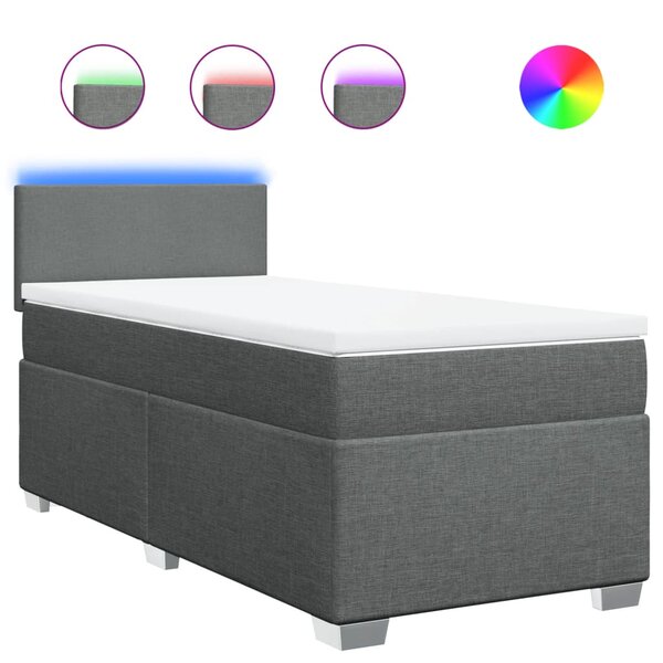 vidaXL Sommier à lattes de lit et matelas Gris foncé 90x190 cm Tissu