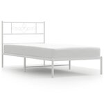 vidaXL Cadre de lit métal sans matelas avec tête de lit blanc 75x190cm