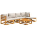 vidaXL Salon de jardin 6 Pièces avec coussins gris clair bois massif