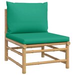 vidaXL Canapé central de jardin avec coussins vert bambou