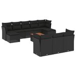 vidaXL Salon de jardin 11 Pièces avec coussins noir résine tressée