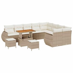 vidaXL Ensemble de canapé de jardin 12 Pièces Beige et crème Poly Rattan