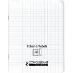Cahier 48 pages seyès 90 g avec couverture polypropylène incolore 3 rabats  format 17 x 22 cm CONQUERANT