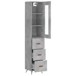 vidaXL Buffet haut Gris béton 34 5x34x180 cm Bois d'ingénierie