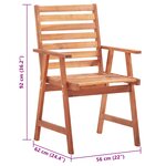 vidaXL Chaises à manger d'extérieur lot de 2 et coussins Acacia massif