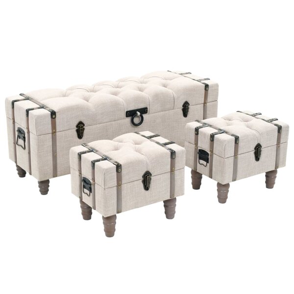 vidaXL Ensemble de bancs de rangement 3 Pièces Bois massif et acier