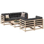 vidaXL Salon de jardin 6 Pièces avec coussins bois de pin massif