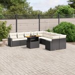 vidaXL Salon de jardin 11 Pièces avec coussins noir résine tressée