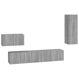 vidaXL Ensemble de meubles TV 4 Pièces Sonoma gris Bois d'ingénierie