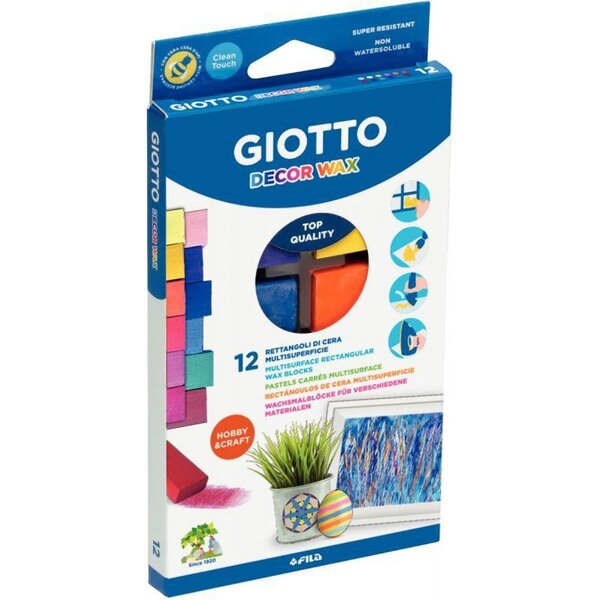 Étui de 12 craies à la cire rectangulaire assorties GIOTTO DECOR WAX
