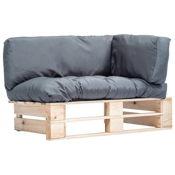 vidaXL Canapé de jardin palette avec coussins gris Pinède