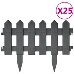 vidaXL Bordures de pelouse 25 Pièces Anthracite 10 m PP