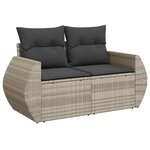 vidaXL Salon de jardin avec coussins 7 Pièces gris clair résine tressée