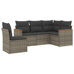 vidaXL Salon de jardin 5 Pièces avec coussins gris résine tressée