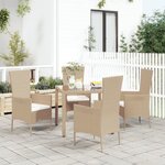 vidaXL Chaises de jardin avec coussins lot de 4 Résine tressée Beige