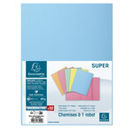 Paquet De 50 Chemises 1 Rabat Super 210 - 24x32cm - Bleu Clair - X 5 - Exacompta