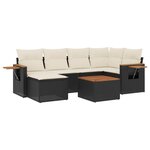 vidaXL Salon de jardin 7 Pièces avec coussins noir résine tressée