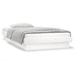 vidaXL Cadre de lit à LED blanc 90x190 cm simple bois massif