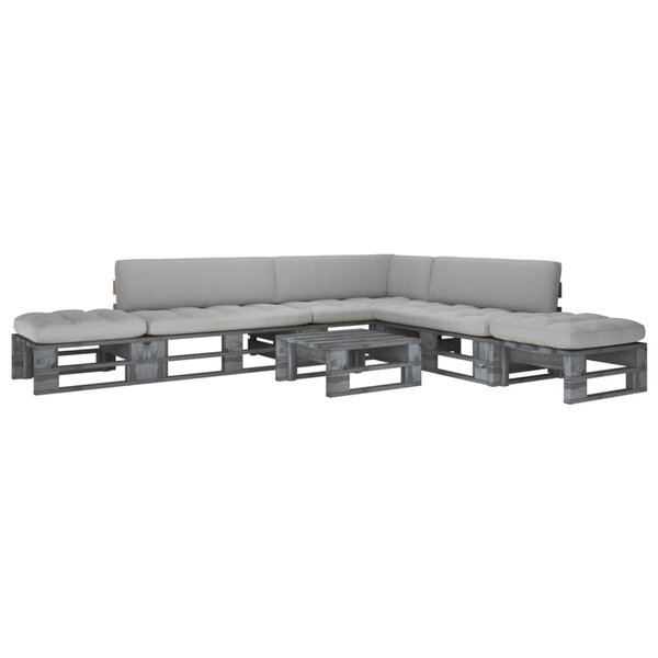 vidaXL Salon de jardin palette 6Pièces avec coussins pin imprégné de gris